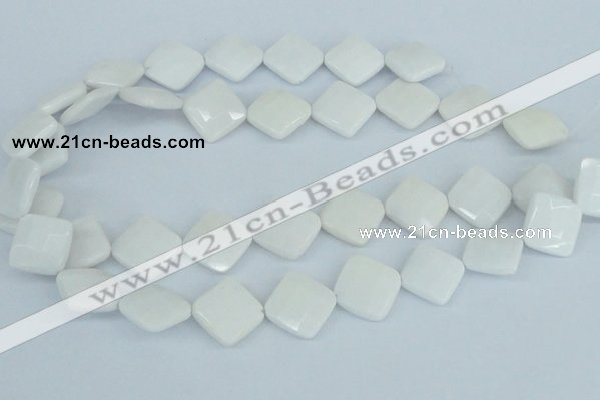CAA10 15.5 inches 18*18mm faceted diamond white agate gemstone beads