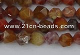 CAA1000 15.5 inches 6mm faceted nuggets red moss agate beads