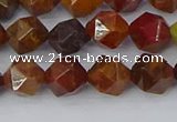 CAA1001 15.5 inches 8mm faceted nuggets red moss agate beads