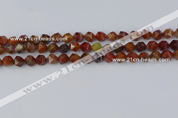 CAA1001 15.5 inches 8mm faceted nuggets red moss agate beads