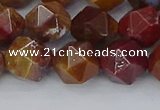 CAA1002 15.5 inches 10mm faceted nuggets red moss agate beads