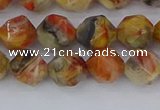 CAA1015 15.5 inches 8mm faceted nuggets red crazy lace agate beads