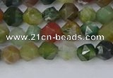 CAA1026 15.5 inches 6mm faceted nuggets Indian agate beads