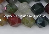 CAA1028 15.5 inches 10mm faceted nuggets Indian agate beads