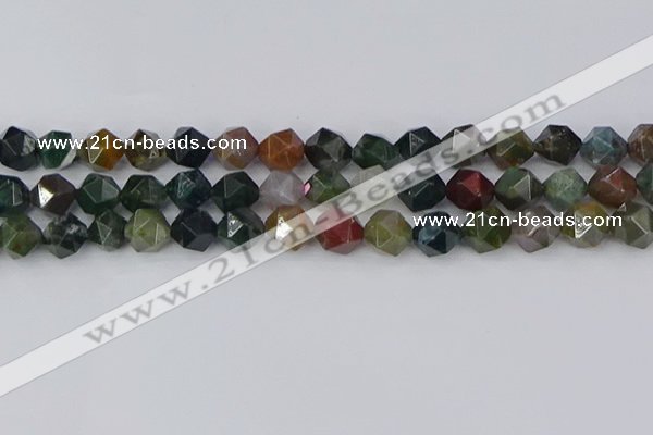 CAA1028 15.5 inches 10mm faceted nuggets Indian agate beads