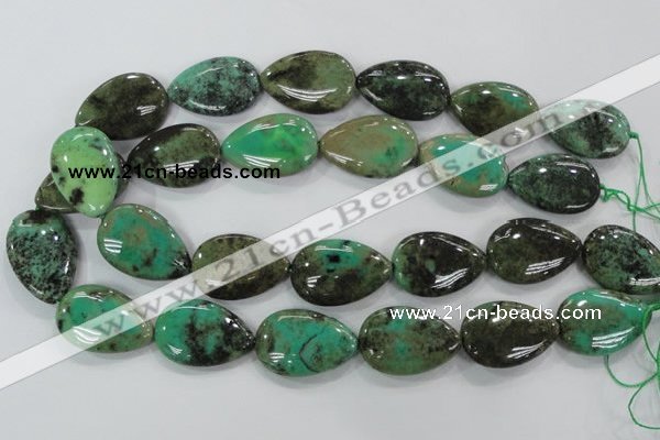 CAA104 15.5 inches 20*30mm flat teardrop grass agate gemstone beads