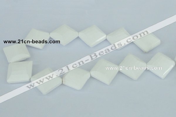CAA11 15.5 inches 25*25mm faceted diamond white agate gemstone beads