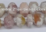 CAA1115 15.5 inches 10*14mm - 12*16mm faceted nuggets sakura agate beads