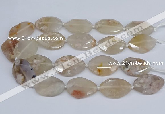 CAA1122 15.5 inches 22*30mm - 25*35mm faceted freeform sakura agate beads