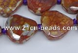 CAA1135 18*20mm - 25*35mm faceted freeform dragon veins agate beads