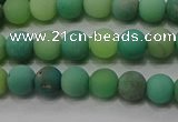 CAA1150 15.5 inches 4mm round matte grass agate beads wholesale