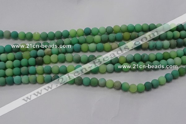 CAA1150 15.5 inches 4mm round matte grass agate beads wholesale