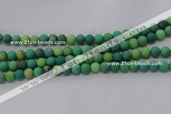 CAA1151 15.5 inches 6mm round matte grass agate beads wholesale