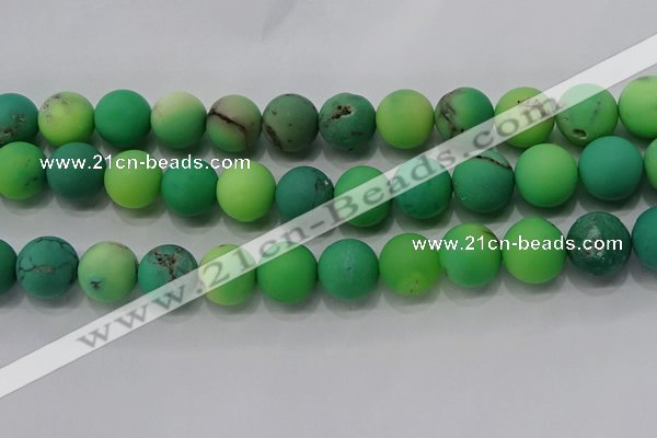 CAA1154 15.5 inches 12mm round matte grass agate beads wholesale