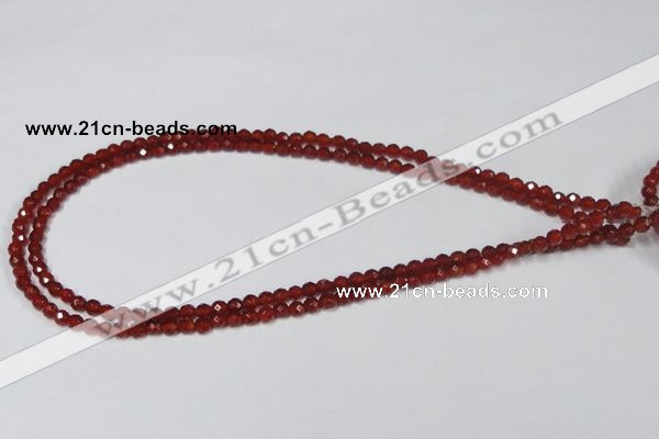 CAA117 15.5 inches 4mm faceted round red agate gemstone beads