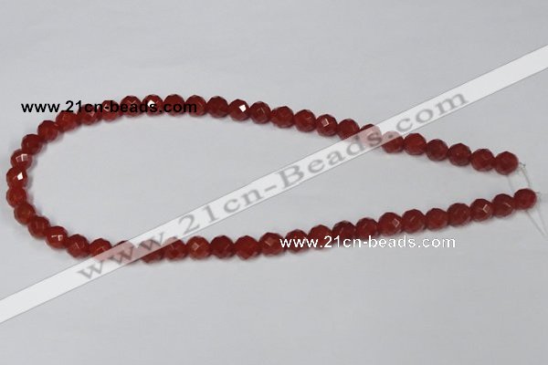 CAA118 15.5 inches 8mm faceted round red agate gemstone beads