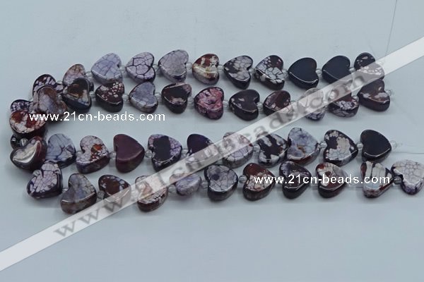 CAA1187 15.5 inches 16mm - 18mm heart dragon veins agate beads