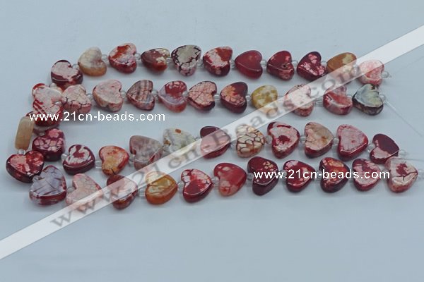 CAA1188 15.5 inches 16mm - 18mm heart dragon veins agate beads