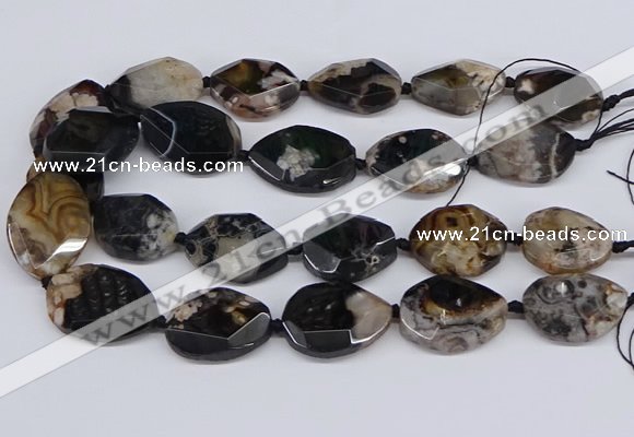 CAA1199 15.5 inches 20*25mm - 25*35mm faceted freeform sakura agate beads