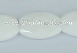 CAA12 15.5 inches 20*30mm faceted oval white agate gemstone beads