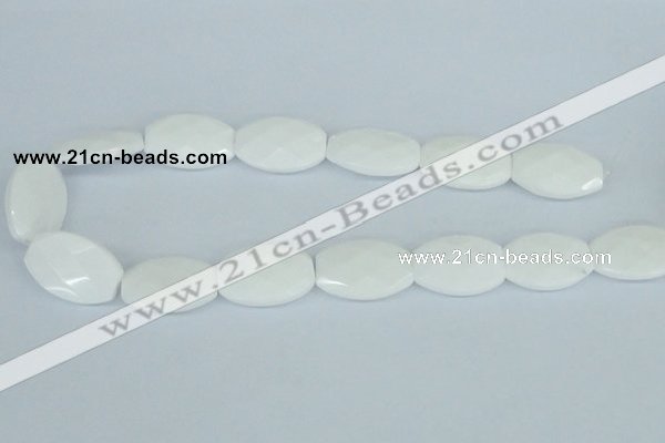 CAA12 15.5 inches 20*30mm faceted oval white agate gemstone beads