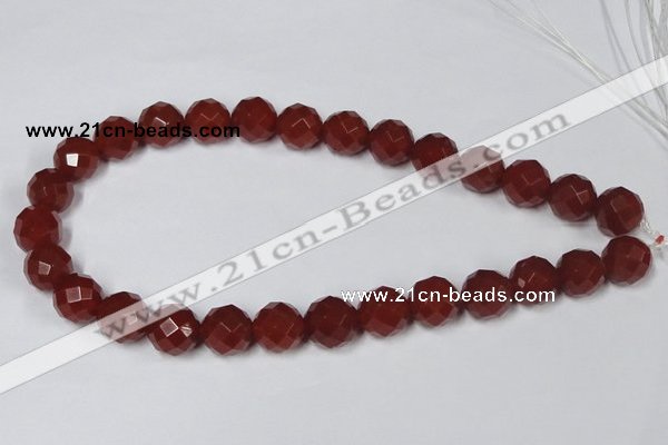 CAA120 15.5 inches 14mm faceted round red agate gemstone beads