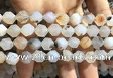 CAA1233 15.5 inches 12mm faceted nuggets matte dendritic agate beads