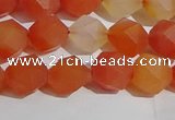 CAA1237 15.5 inches 8mm faceted nuggets matte red agate beads