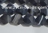 CAA1243 15.5 inches 8mm faceted nuggets matte black line agate beads