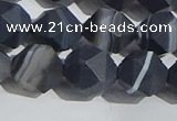 CAA1245 15.5 inches 12mm faceted nuggets matte black line agate beads