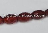 CAA126 15.5 inches 10*14mm faceted rice red agate gemstone beads