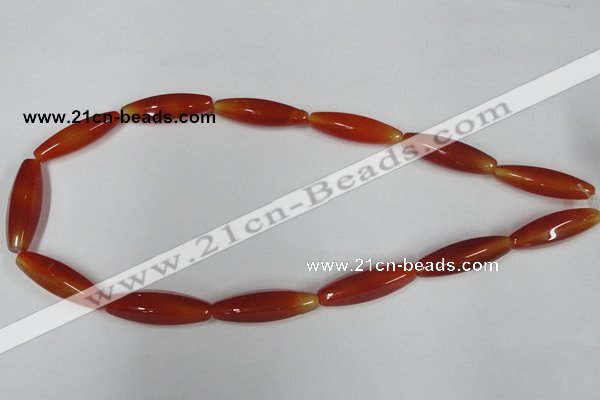 CAA127 15.5 inches 10*30mm rice red agate gemstone beads