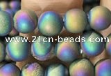 CAA1278 15.5 inches 6mm round matte plated druzy agate beads