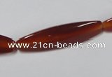 CAA128 15.5 inches 10*40mm rice red agate gemstone beads