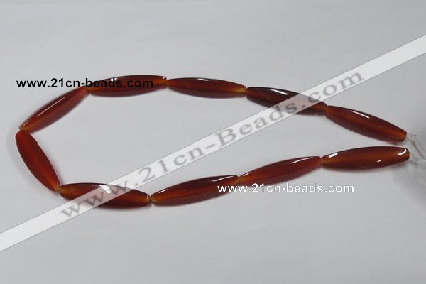 CAA128 15.5 inches 10*40mm rice red agate gemstone beads