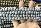 CAA1290 15.5 inches 8mm round matte plated druzy agate beads