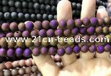 CAA1294 15.5 inches 8mm round matte plated druzy agate beads