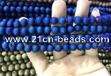 CAA1299 15.5 inches 8mm round matte plated druzy agate beads