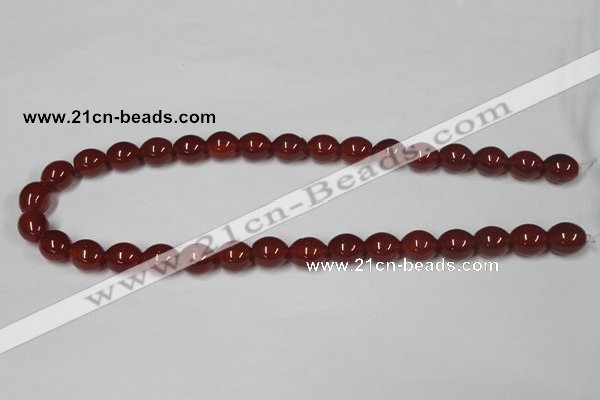 CAA130 15.5 inches 10*12mm egg-shaped red agate gemstone beads