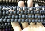 CAA1300 15.5 inches 8mm round matte plated druzy agate beads