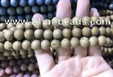 CAA1316 15.5 inches 10mm round matte plated druzy agate beads