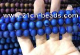 CAA1319 15.5 inches 10mm round matte plated druzy agate beads