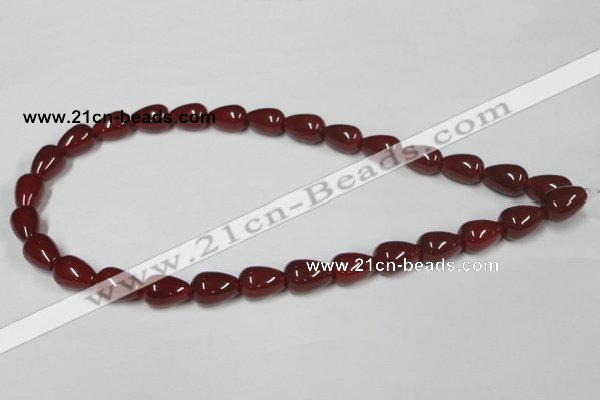 CAA132 15.5 inches 10*14mm teardrop red agate gemstone beads