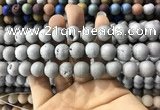 CAA1330 15.5 inches 12mm round matte plated druzy agate beads