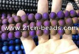 CAA1334 15.5 inches 12mm round matte plated druzy agate beads