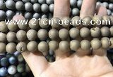 CAA1335 15.5 inches 12mm round matte plated druzy agate beads