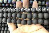 CAA1341 15.5 inches 12mm round matte plated druzy agate beads