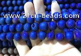 CAA1360 15.5 inches 14mm round matte plated druzy agate beads