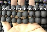 CAA1361 15.5 inches 14mm round matte plated druzy agate beads