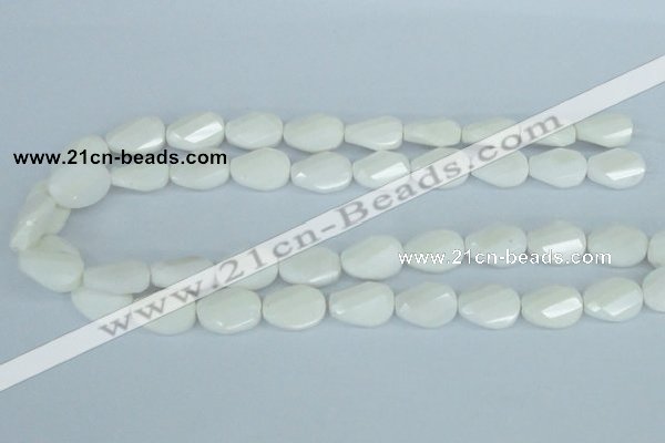 CAA14 15.5 inches 13*18mm faceted & twisted oval white agate beads